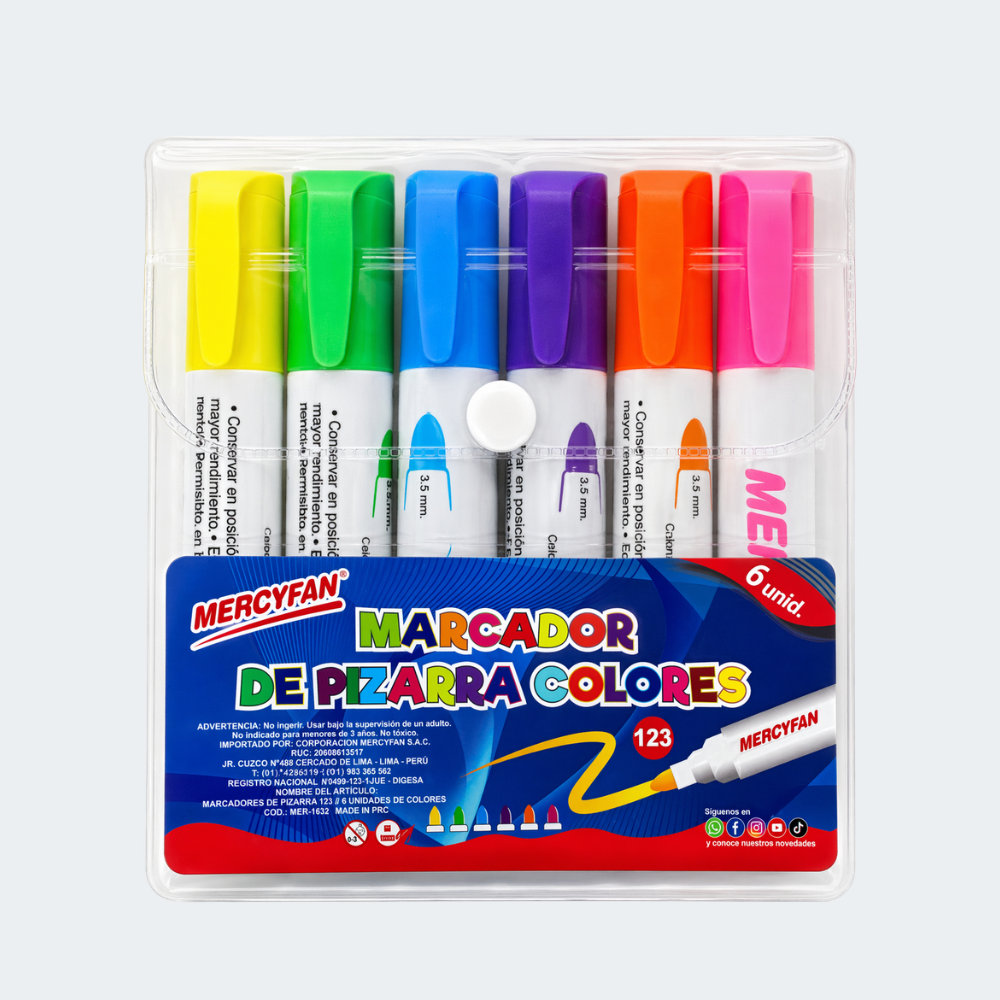 Marcadores de Pizarra Mercyfan Colores x6