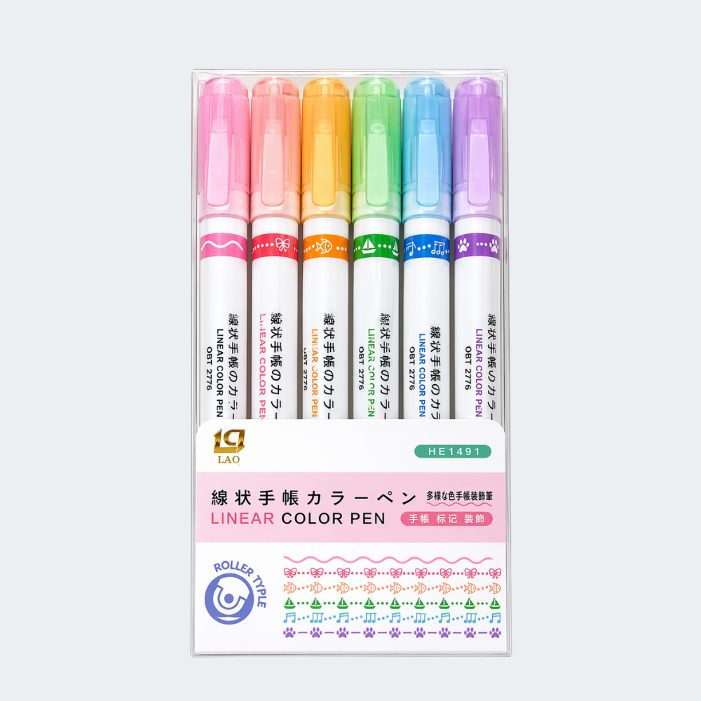 Linear Color Pen Roller Type x6