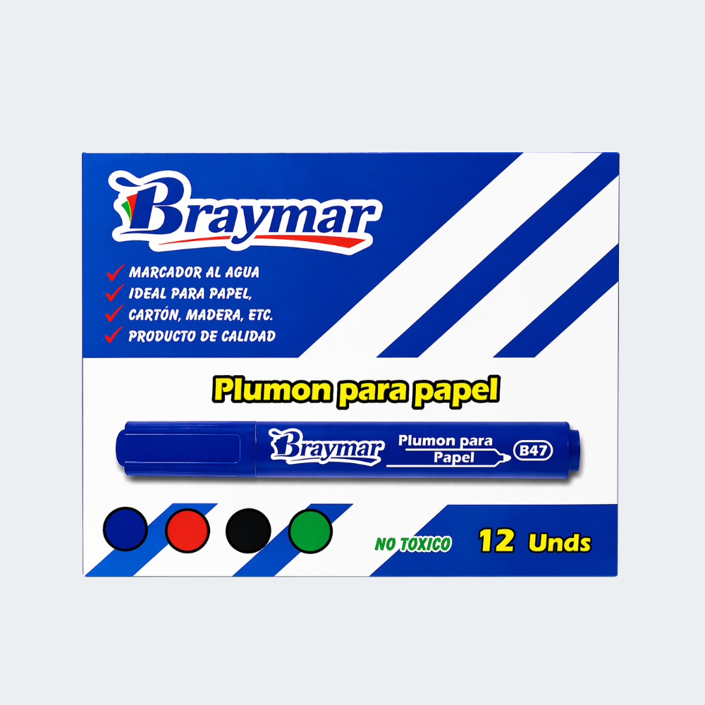 Plumón para Papel Braymar Azul x12