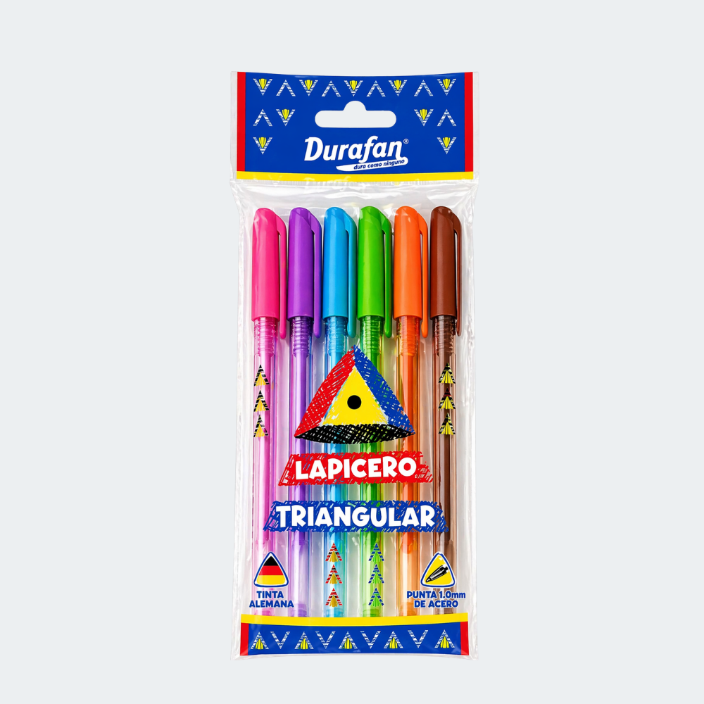 Lapicero Triangular Durafan Colores x6