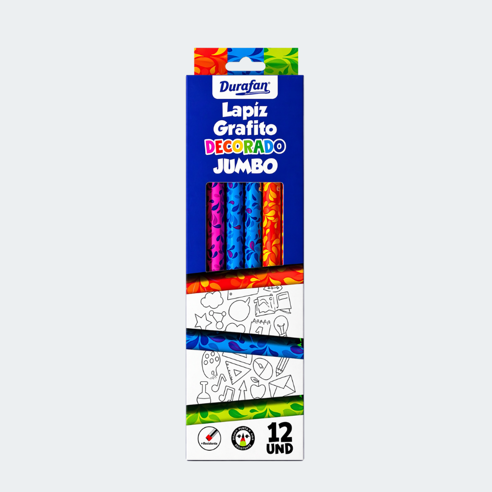 Lápiz grafito decorado jumbo Durafan x12