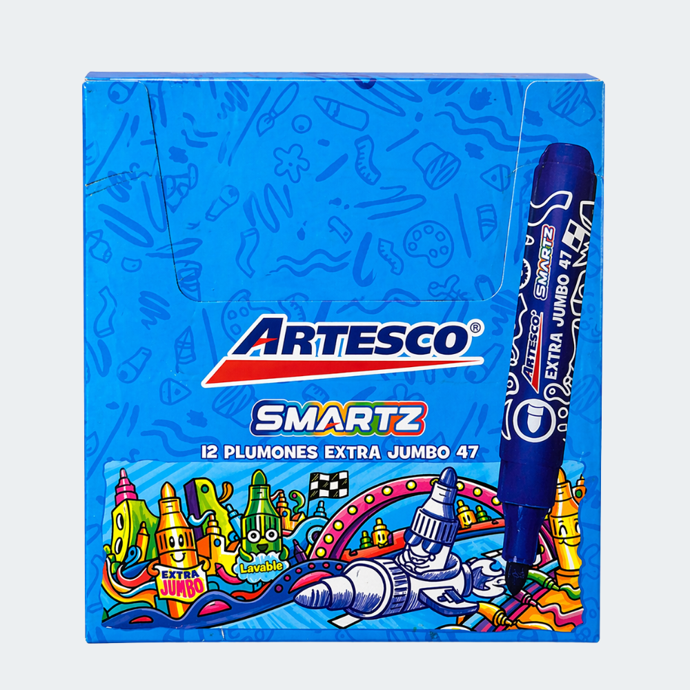 Plumón Artesco Smartz Azul x12