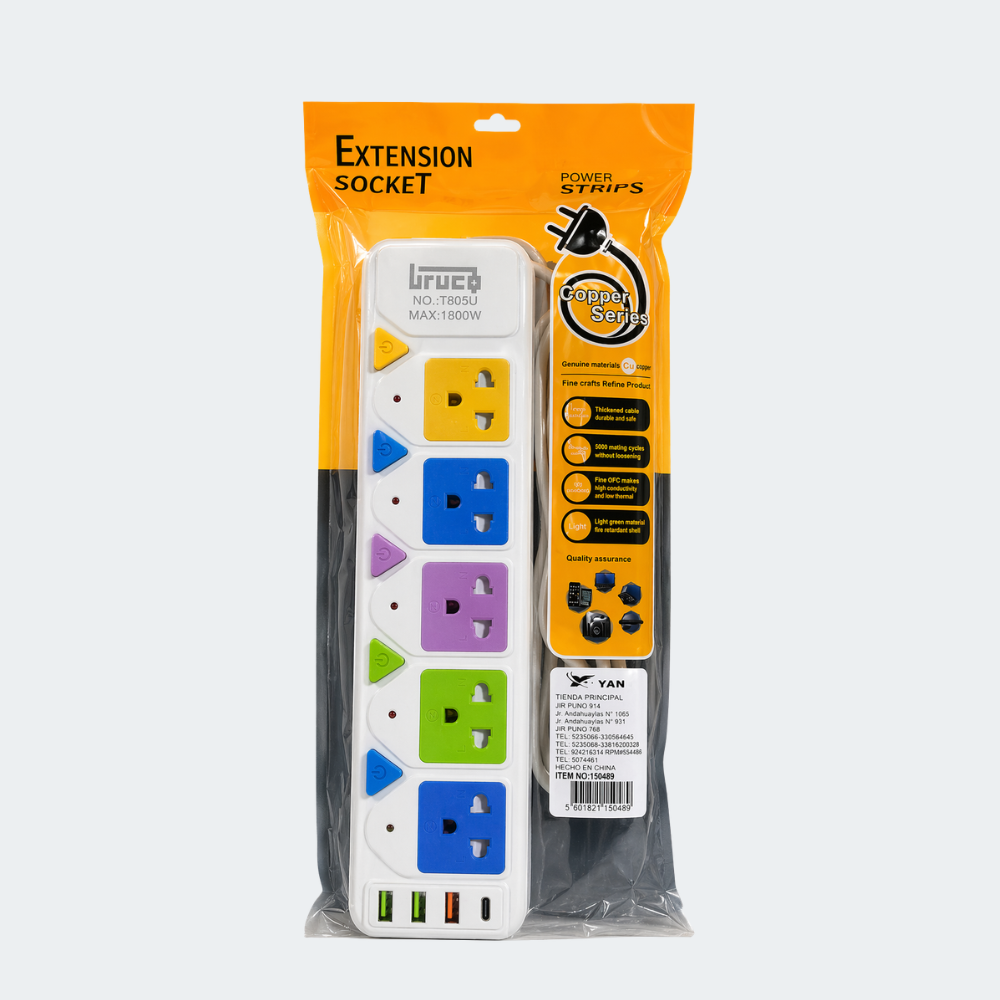Extensión Eléctrica True 5 Tomas USB