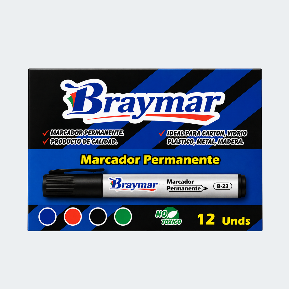 Marcador Permanente Braymar Negro x12