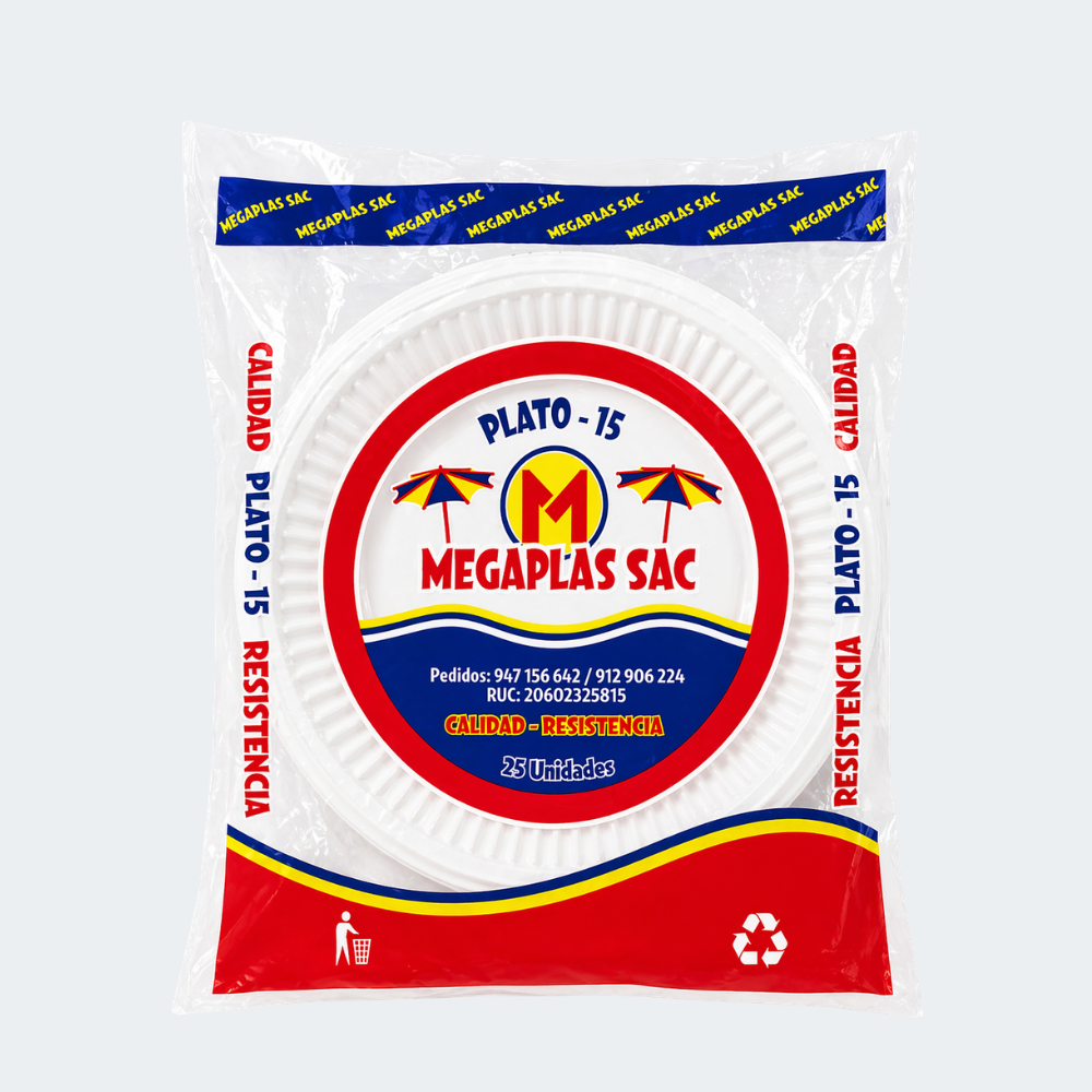 Platos Descartables Blancos N°15 x25