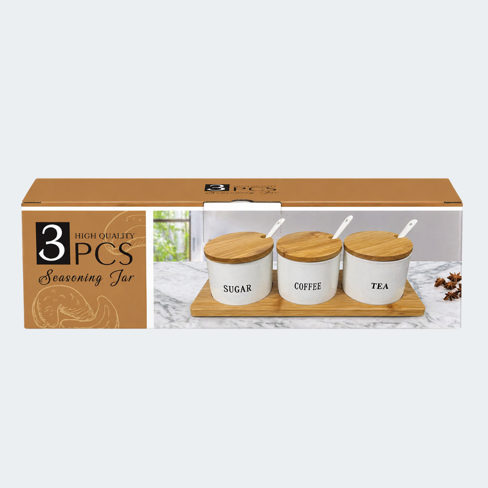 Set De Frascos Para Condimentos X3 Con Base