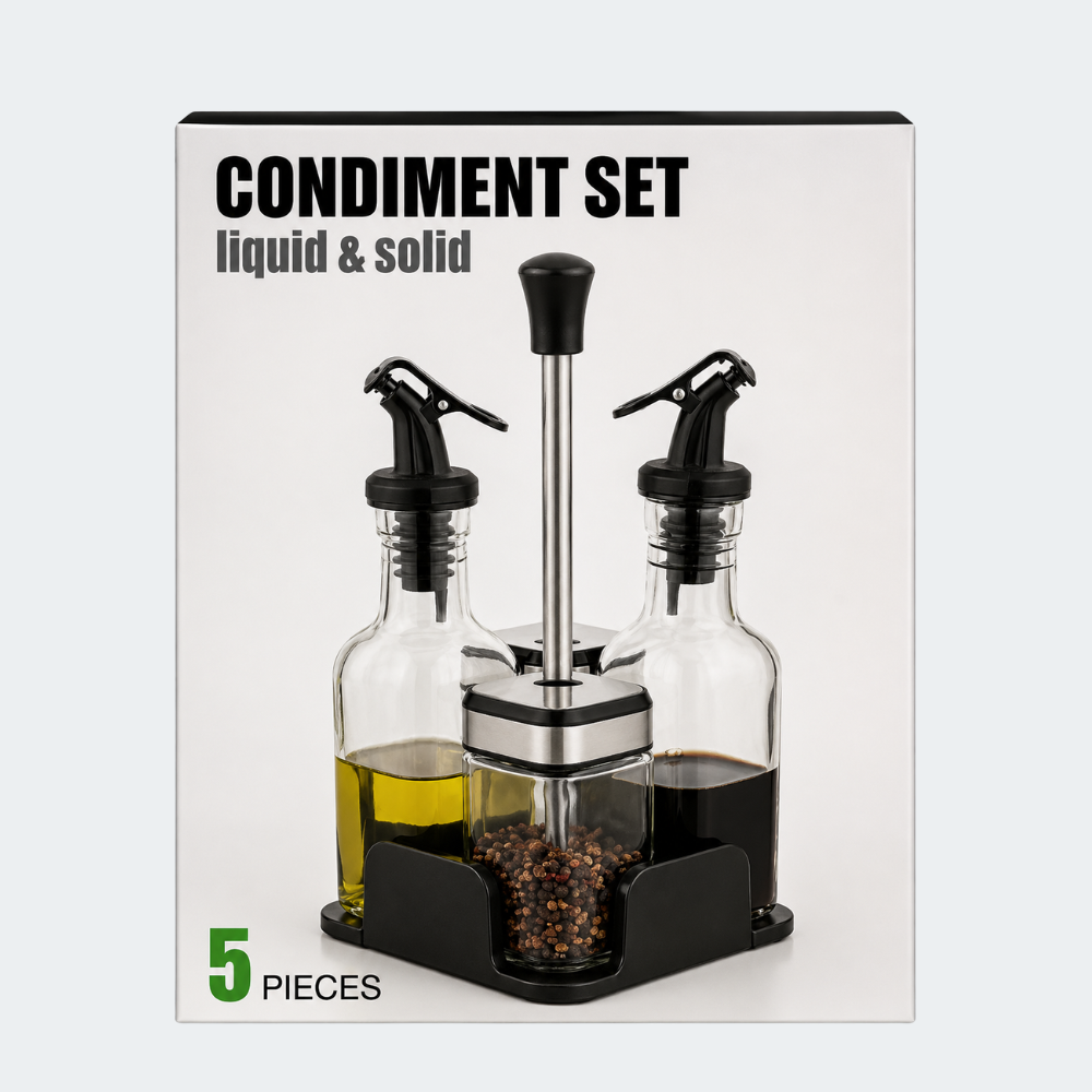 Set De Condimentos 5 Piezas Con Base