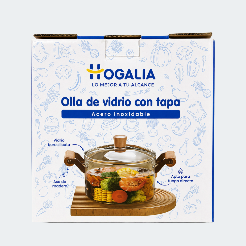 Olla De Vidrio Con Tapa 2.5L Hogalia