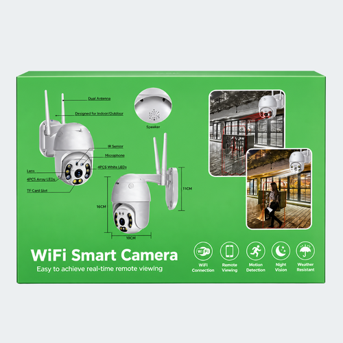 Cámara De Seguridad WiFi IP66 Giratoria Exterior