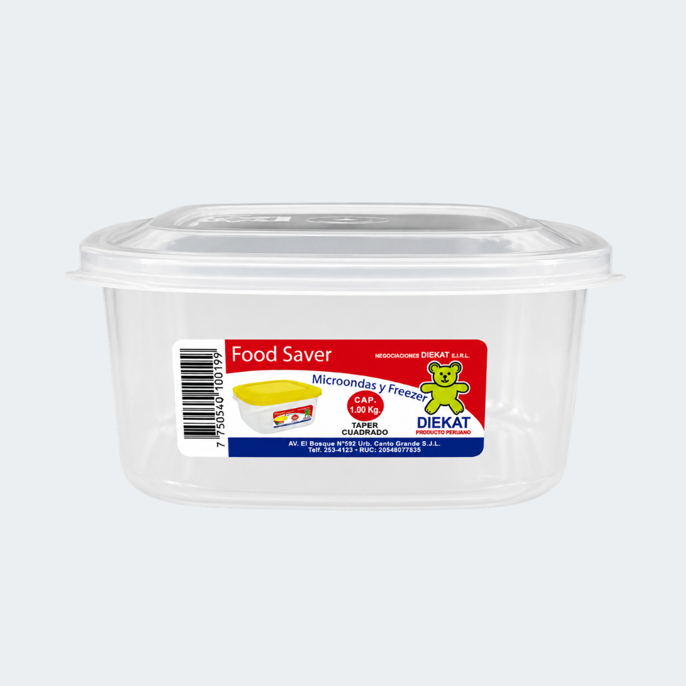 Táper Cuadrado Para Alimentos 1 Kg