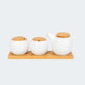 Juego De Té De Cerámica Con Base De Bambú 4 Piezas