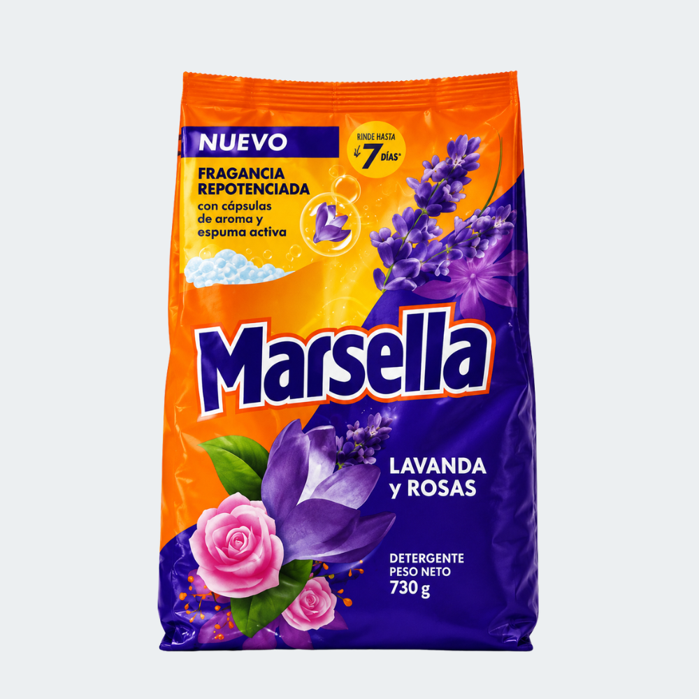 Detergente en Polvo Marsella Lavanda y Rosas 730 g