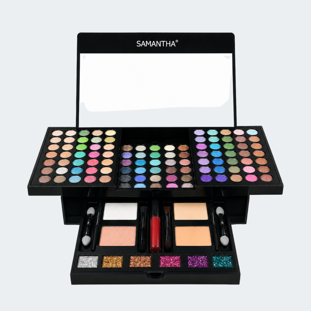 Maletín de Maquillaje con Sombras, Labiales e Iluminadores