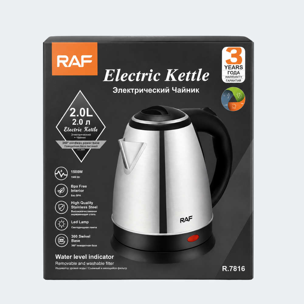 Hervidor Eléctrico RAF 2 Litros Acero Inoxidable 1500W