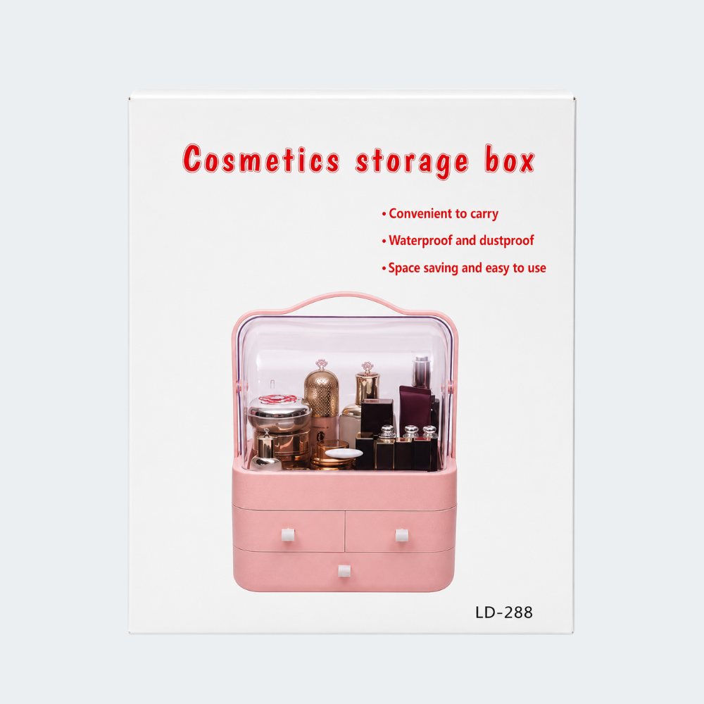 Organizador de Maquillaje con Tapa Antipolvo y 3 Cajones