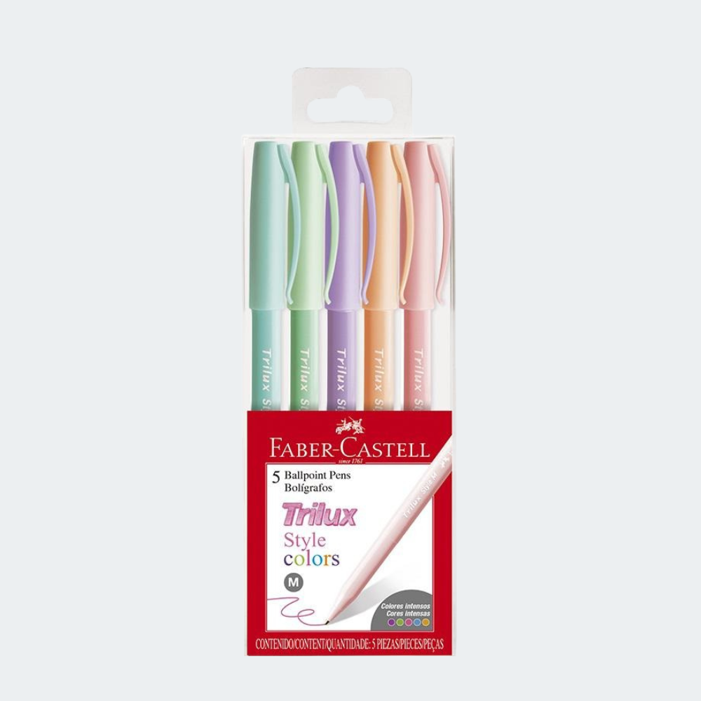 Bolígrafos Faber-Castell Trilux Style Colors 5 unidades