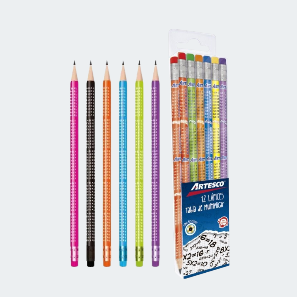 Lápices Artesco tabla de multiplicar x12 unidades