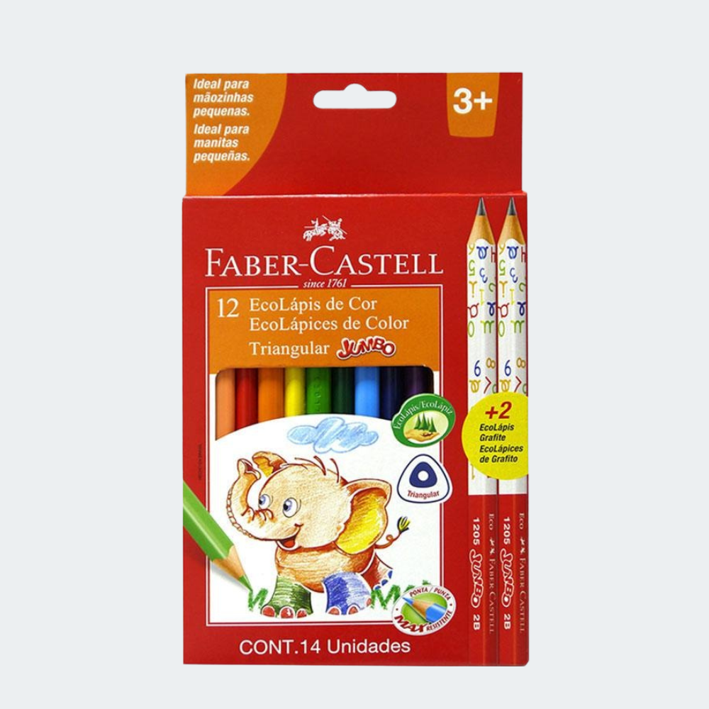 Colores Jumbo Faber-Castell x12 + 2 Lápices