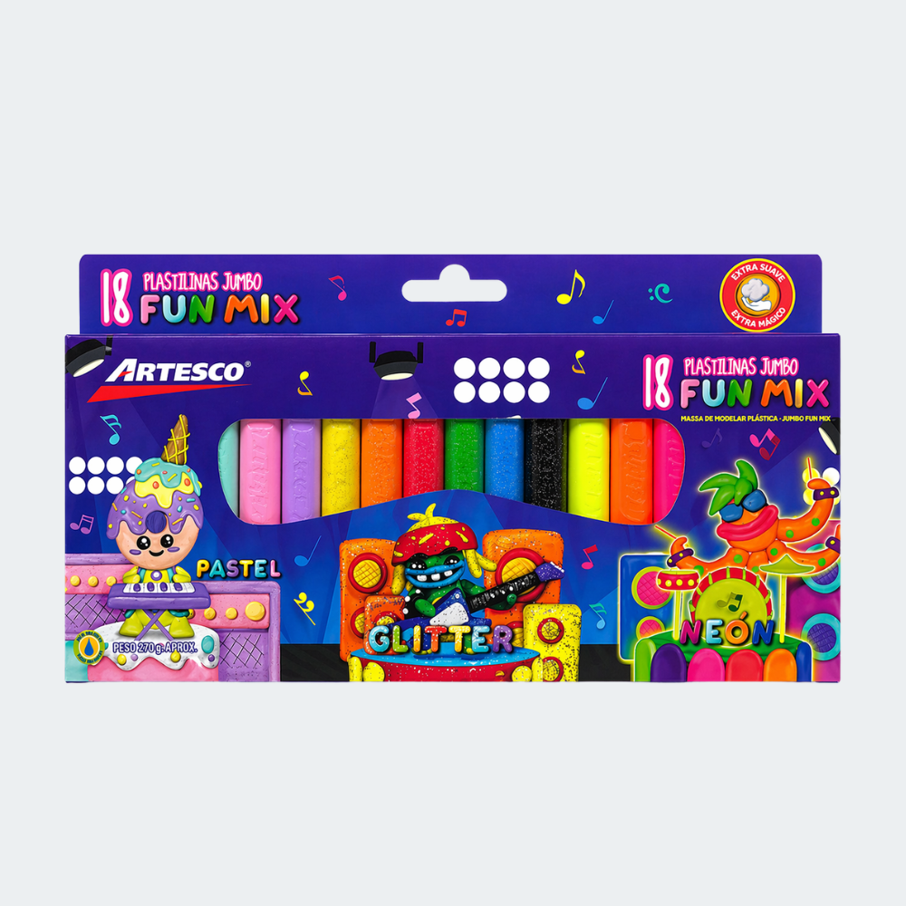 Plastilina Artesco Jumbo Fun Mix x18 Colores